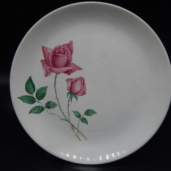 Round The Clock Bermuda Rose 10" Dinner Plate Canonsburg Pottery of Canonsburg, PA