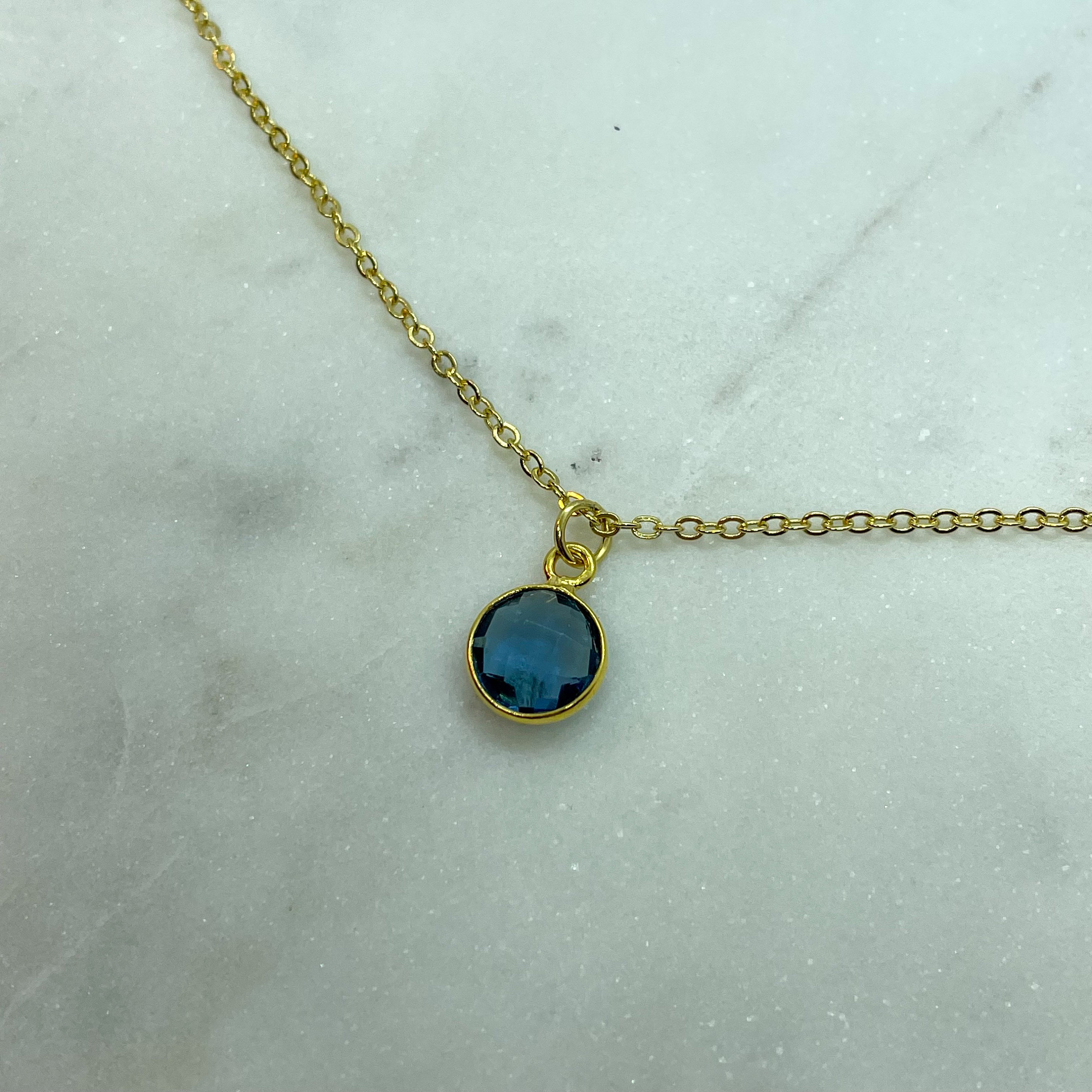 Deep Blue Circle Pendant Necklace Circle Shaped Pendant with Etsy