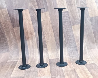 4 pieds de table en tube d'acier noir | Pieds de bureau, Pieds de table basse, Pieds de banc | Pieds ronds en métal | Pieds de table d'angle (LOT DE 4)