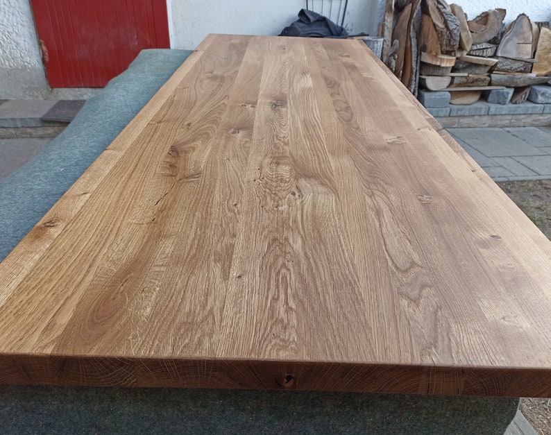 Piano tavolo in legno di rovere / Su misura / Diverse dimensioni / Piano di lavoro / Piano in rovere massiccio per tavolo da caffè o da pranzo immagine 3