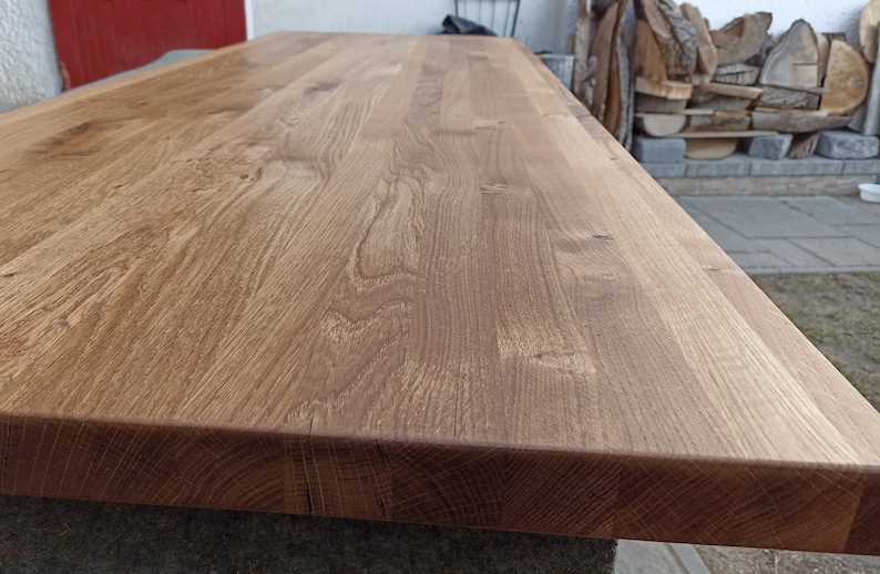 Piano tavolo in legno di rovere / Su misura / Diverse dimensioni / Piano di lavoro / Piano in rovere massiccio per tavolo da caffè o da pranzo immagine 4