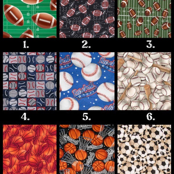 Sports Fabric 100% Cotton Fabric! Basketball, Baseball, Football, & Soccer!