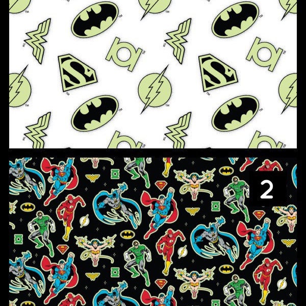 Glow in the Dark DC Comic Batman, Wonder-Woman & More Fabric by the Yard!