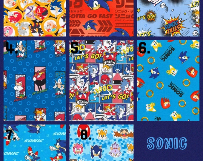 Sonic the Hedgehog Fabric by the Yard Sonic Characters on Blue Robert ...