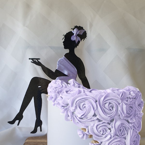 Silhouette curvy lady, Elegant silhouette lady, Sitting silhouette girl cake topper,  personalised silhouette cake topper, sitting lady.