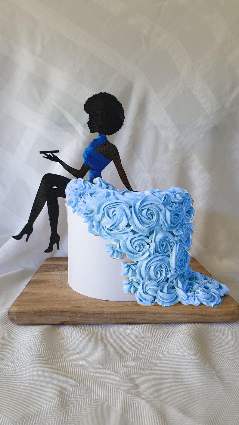 Download Silhouette Girl Sitting Cake Topper