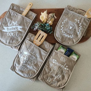Personalisierte Geschenke für Lehrer, persönliche Ofenhandschuhe, Geschenke für Lehrer, persönliche Ofenhandschuhe, Geschenk für Lehrer, Geschenk für Lehrer, Weihnachtsgeschenke, persönliche Ofenhandschuhe.