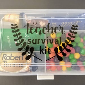 DECAL ONLY, Teacher survival kit decals, DIY teacher gifts, Decals / stickers for teachers, teacher gifts, gifts for teachers.