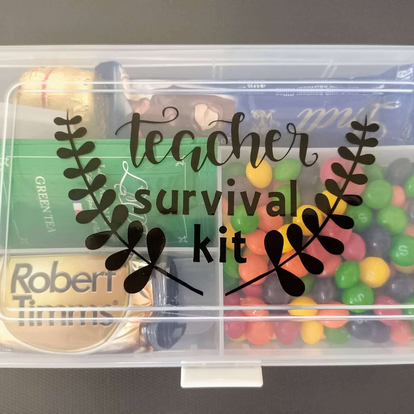 Teacher Survival Kit - Customize Back  Metal Lunch Box