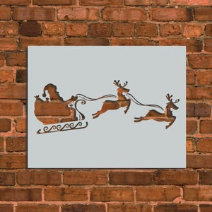 Santa Sleigh with Reindeers Stencil