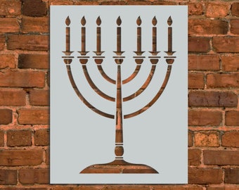 Menorah 7 Candles Stencil