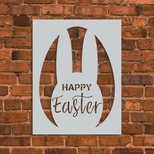 Happy Easter Egg Bunny Stencil