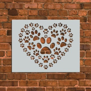 Puppy Paws in Heart Stencil