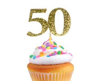 50th Cupcake Toppers Etsy