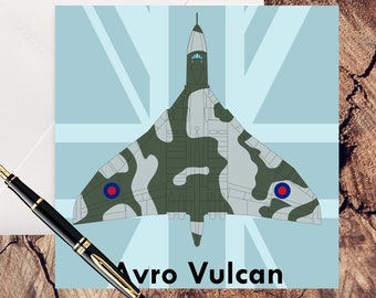 RAF Avro Vulcan Bomber Greetings Card (blank inside for your own message)