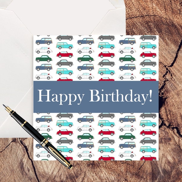 Morris Minors Classic Cars Happy Card (blank inside for your own message)