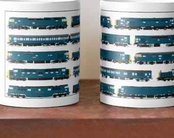 British Rail BR Blue Trains & Locomotives Mug