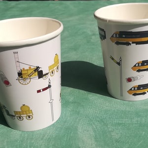 Trains birthday party cups pack of 8 paper cups image 2