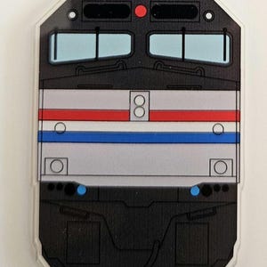 Imán acrílico de 75 mm para locomotora de tren - Locomotora diésel Amtrak EMD F40PH
