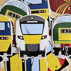 Train die-cut weatherproof stickers (with residue free removal)