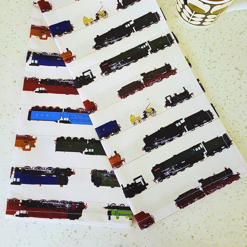 Steam Locomotives Tea Towel, Dish Cloth, Steam Train, Kitchen Towel image 2