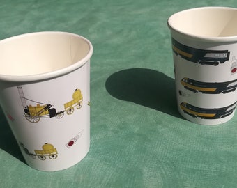Trains-bekers voor verjaardagsfeestjes (8 papieren bekers)