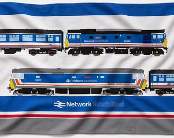 Network SouthEast Class 50 'Royal Oak' and Class 33 'Spitfire' Diesel Train Tea Towel, Dish Cloth, Kitchen Towel for NSE 40th Anniversary