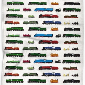 Steam Locomotives Tea Towel, Dish Cloth, Steam Train, Kitchen Towel image 1