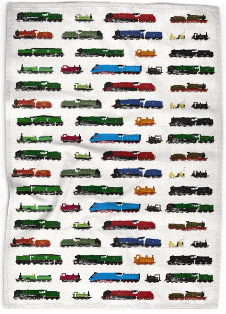 Steam Locomotives Tea Towel, Dish Cloth, Steam Train, Kitchen Towel image 1