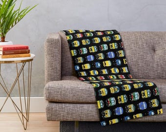 King Size Double Sided Velvet Blanket / Throw with Diesel Locos Faces Print