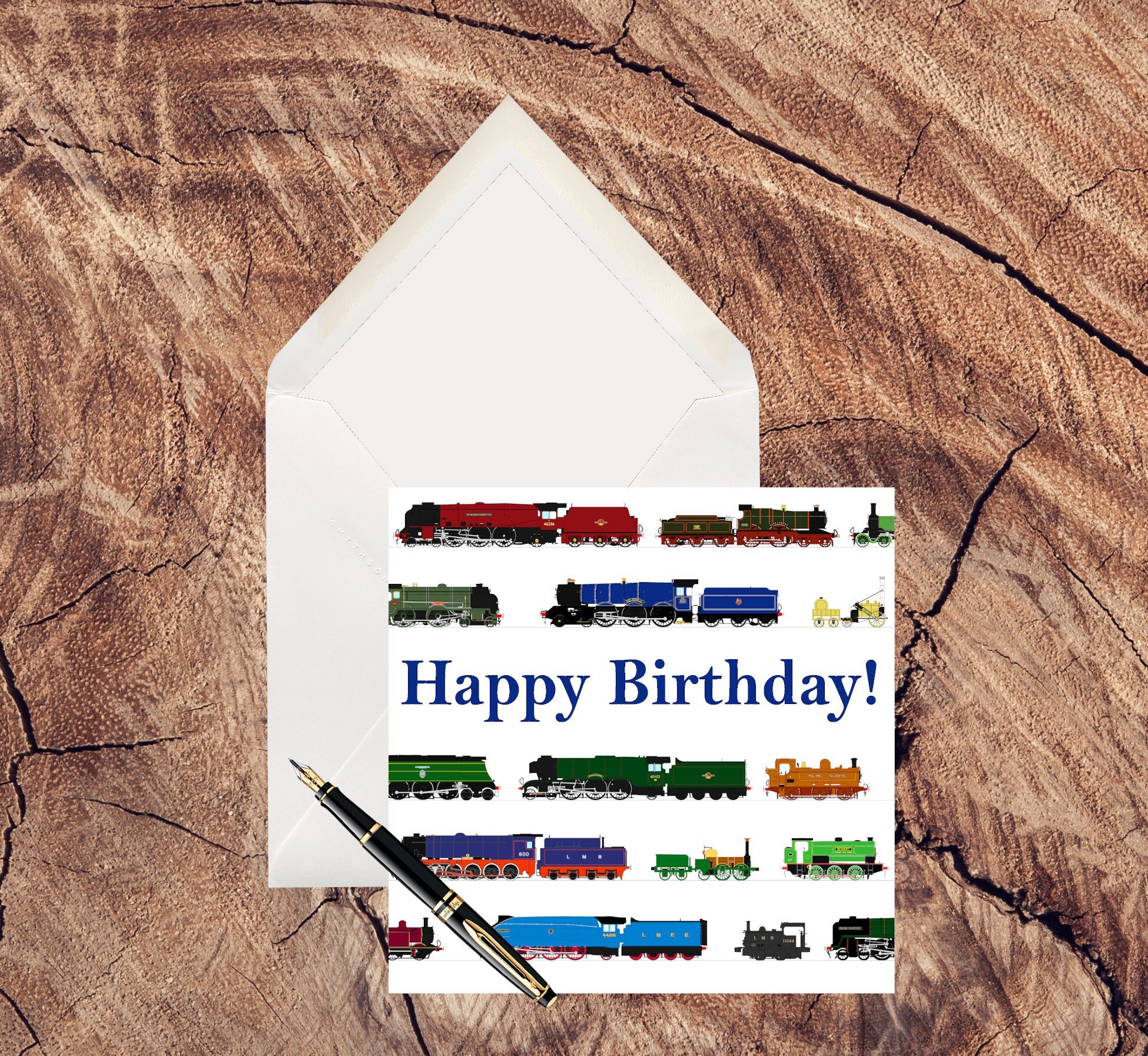 British Railways Steam Trains Print "Happy Birthday!" Birthday Card (blank inside for your own message)