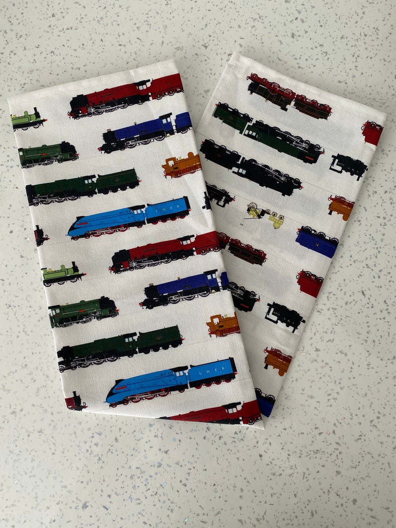 Steam Locomotives Tea Towel, Dish Cloth, Steam Train, Kitchen Towel image 3