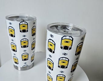 British Rail Class 37 Diesel Locomotive (Faces) Trains Insulated Travel Mug / Cup and lid 16oz