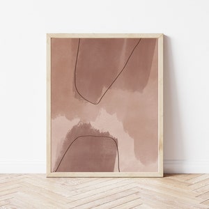 Mauve Abstract Line Drawing | Blush Pink Minimalist Wall Art | Digital Print