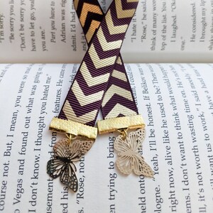 Elegant  Gilded Butterflies Ribbon Bookmark
