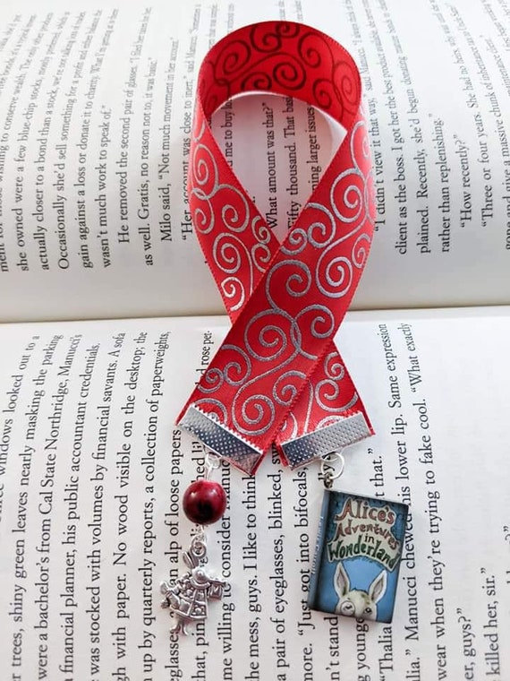 Alice in Wonderland Ribbon Bookmark / Fairy Tale charms / Rabbit