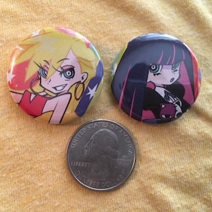 Panty and Stocking(set of 2) 1.5&quot; pinback style metal buttons.