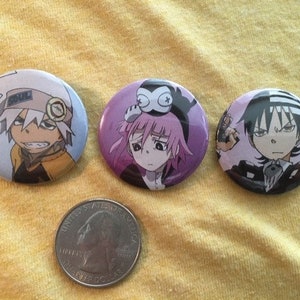 Soul Eater (3er Set) 1,5" Pinback Style Metallknöpfe.