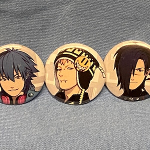 Dramatical Murder (set of 3) 1.5&quot; pinback style metal buttons.