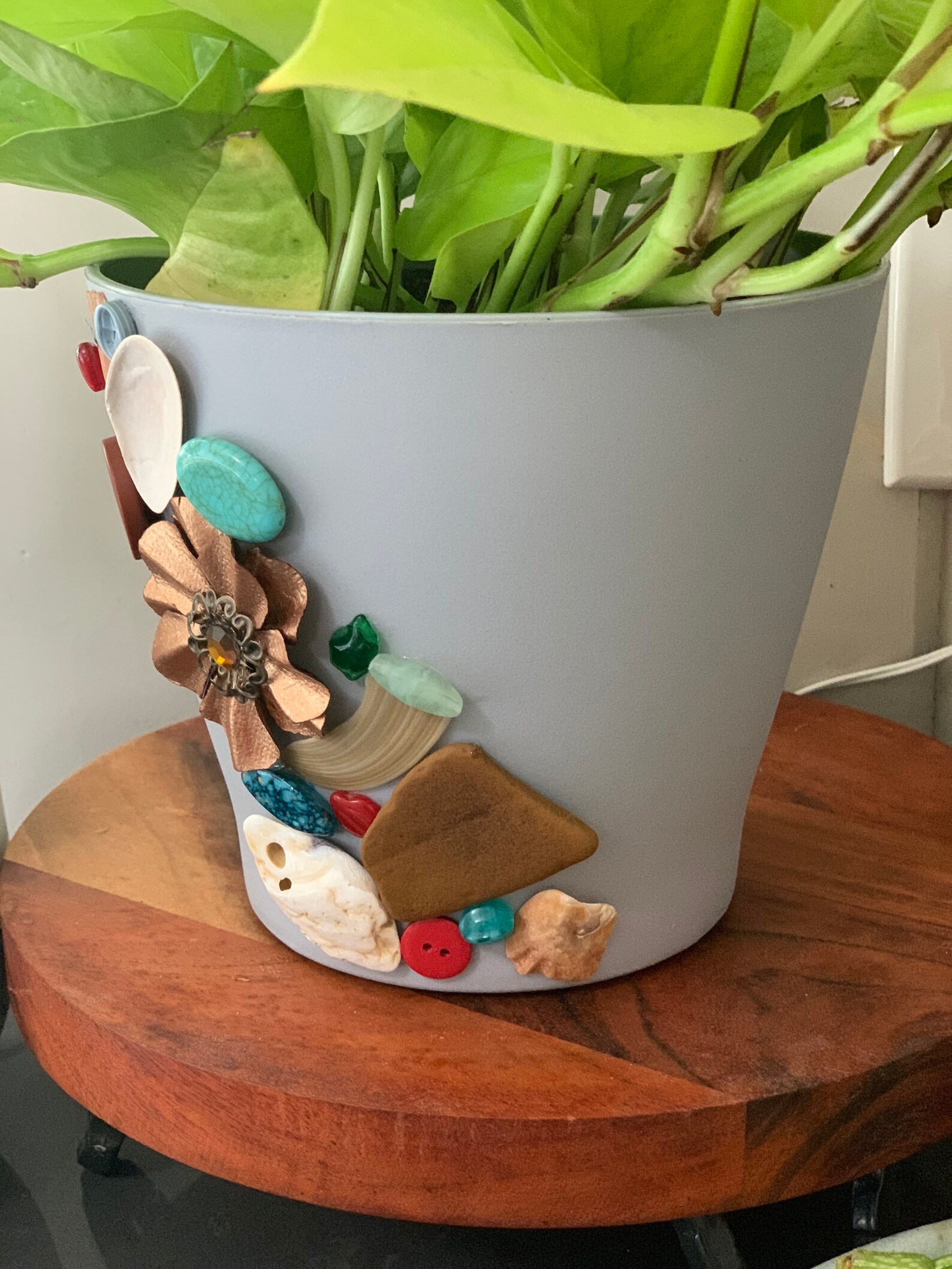 Upcycled Indoor Planter Gray Indoor Home Decor Flower Pot Etsy