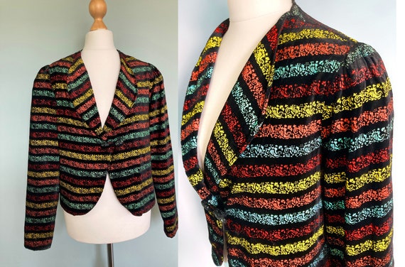 Original 1940s velvet striped bolero jacket. Vint