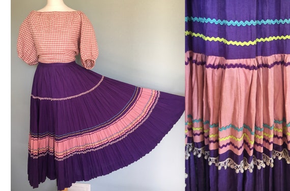 Original 1950s cotton Mexican full skirt vintage 1