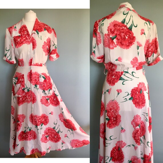 Original 1940s Saybury rayon long floral dress hou