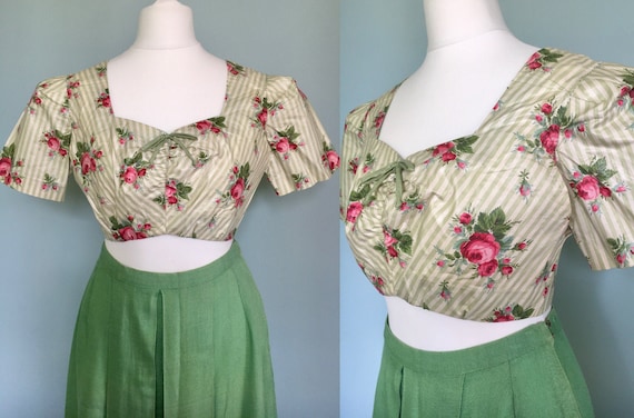 Original 1940s 1950s cotton cropped sun top stripe