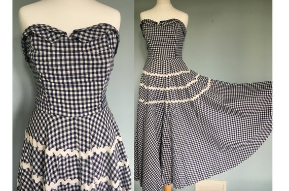 gingham strapless dress