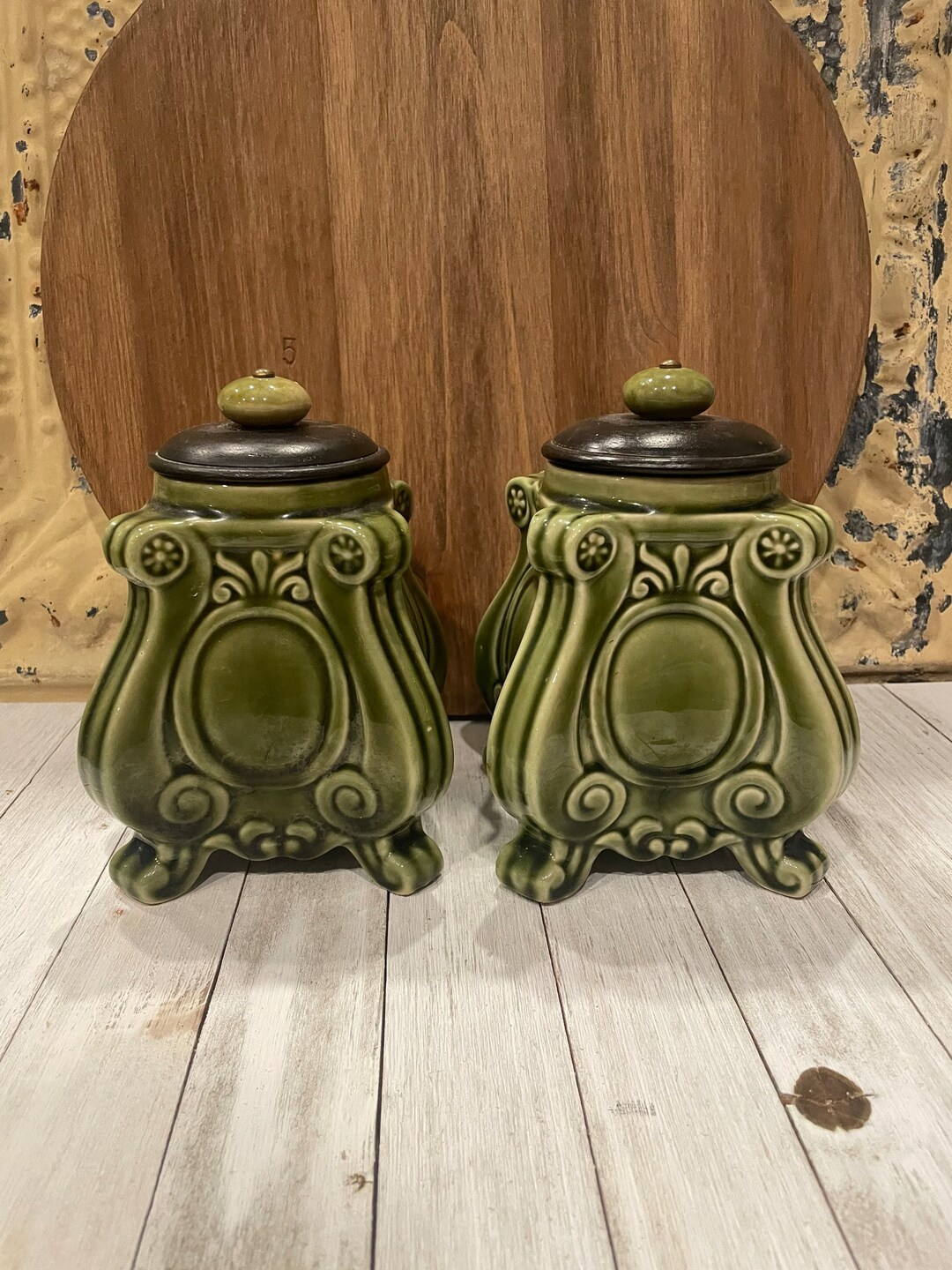 Pier 1 Green Canister Etsy