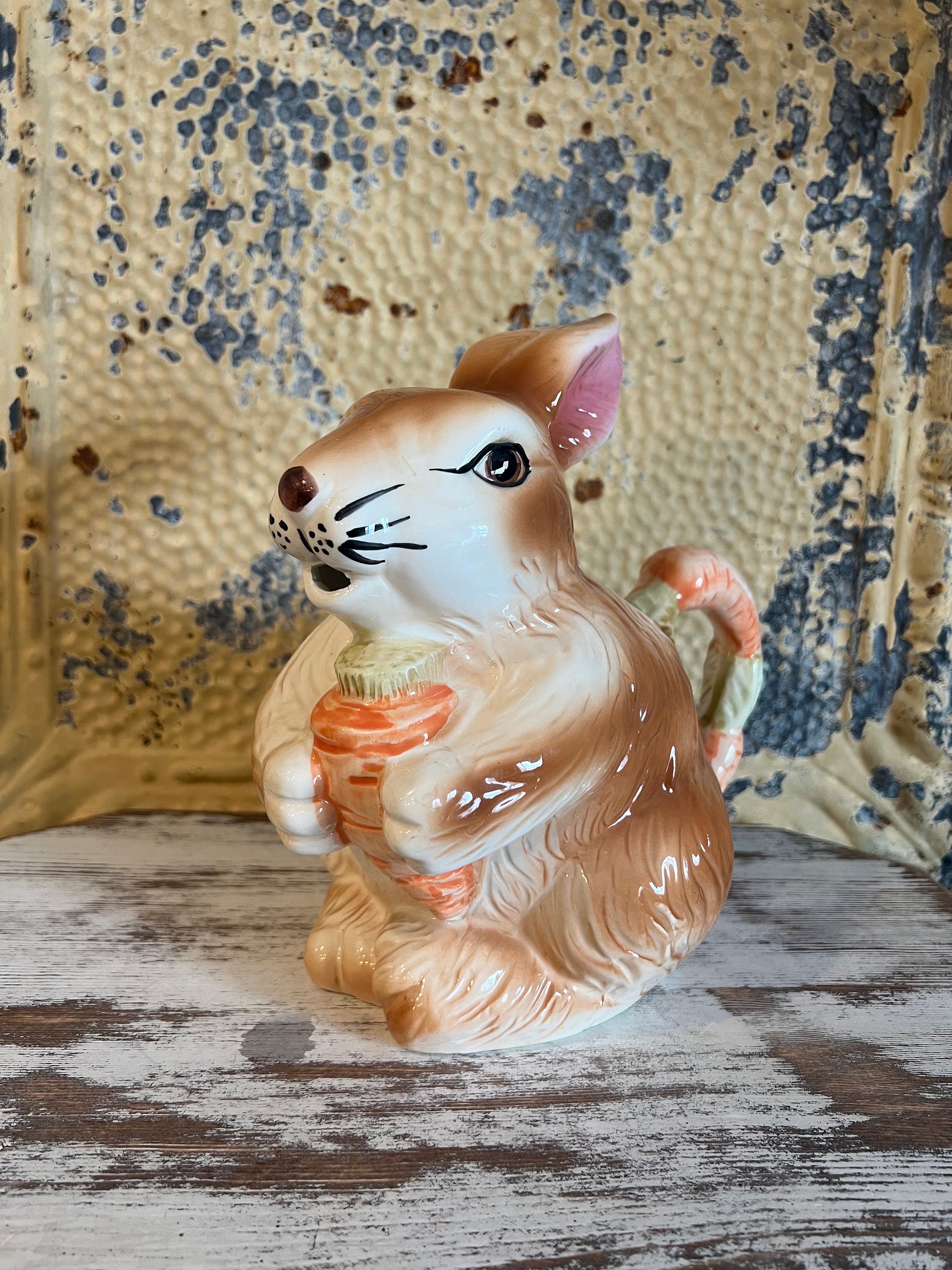 Vintage Ceramic Bunny Pitcher - Etsy