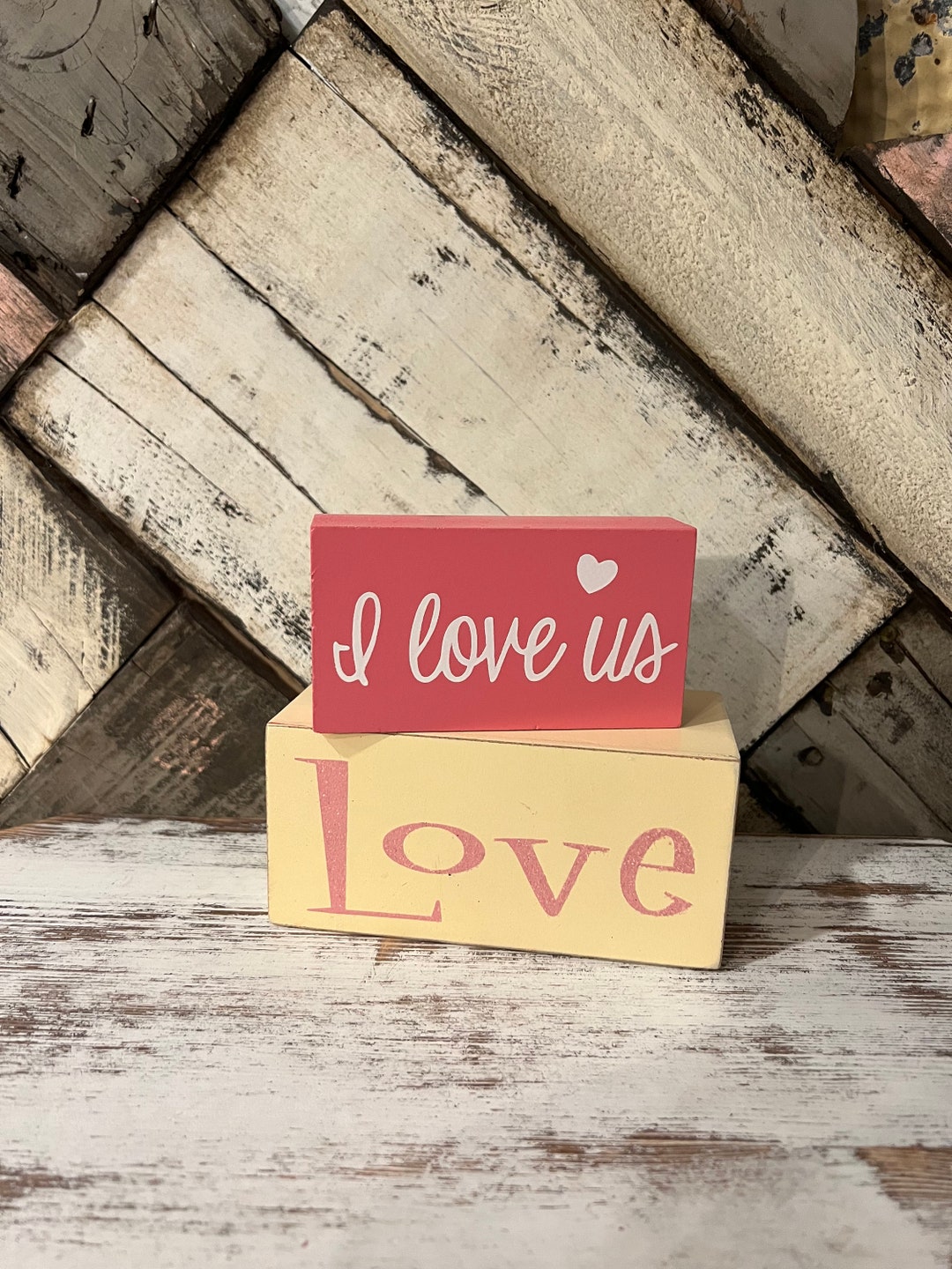 Valentine Wood Blocks Decoration - Etsy