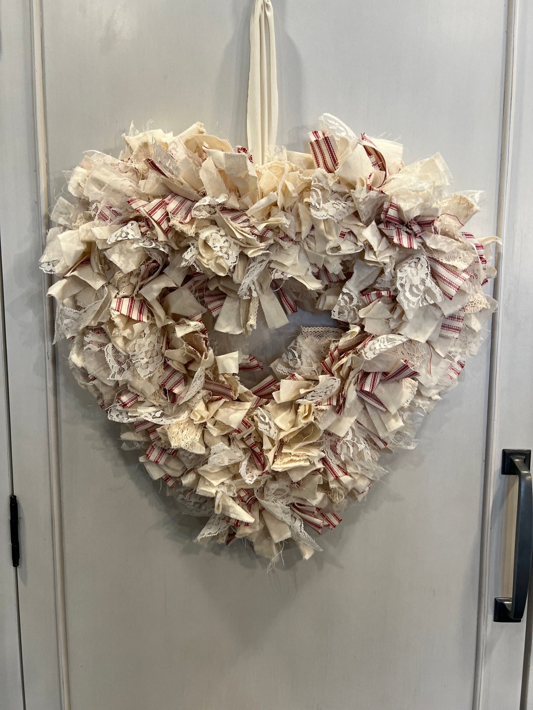 Rag Tie Fluffy Fabric Heart Wreath 16”H X 15”W X3”d - Etsy