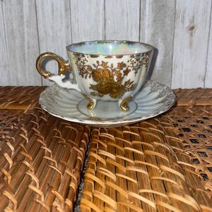 vintage China teacup and saucer set gold